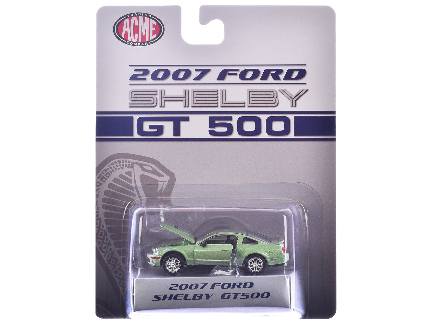 2007 Ford Shelby GT500 Lime Green Metallic with Silver Stripes "Shelby Collectibles" Series 1/64 Diecast Model Car by ACME  free shipping USA