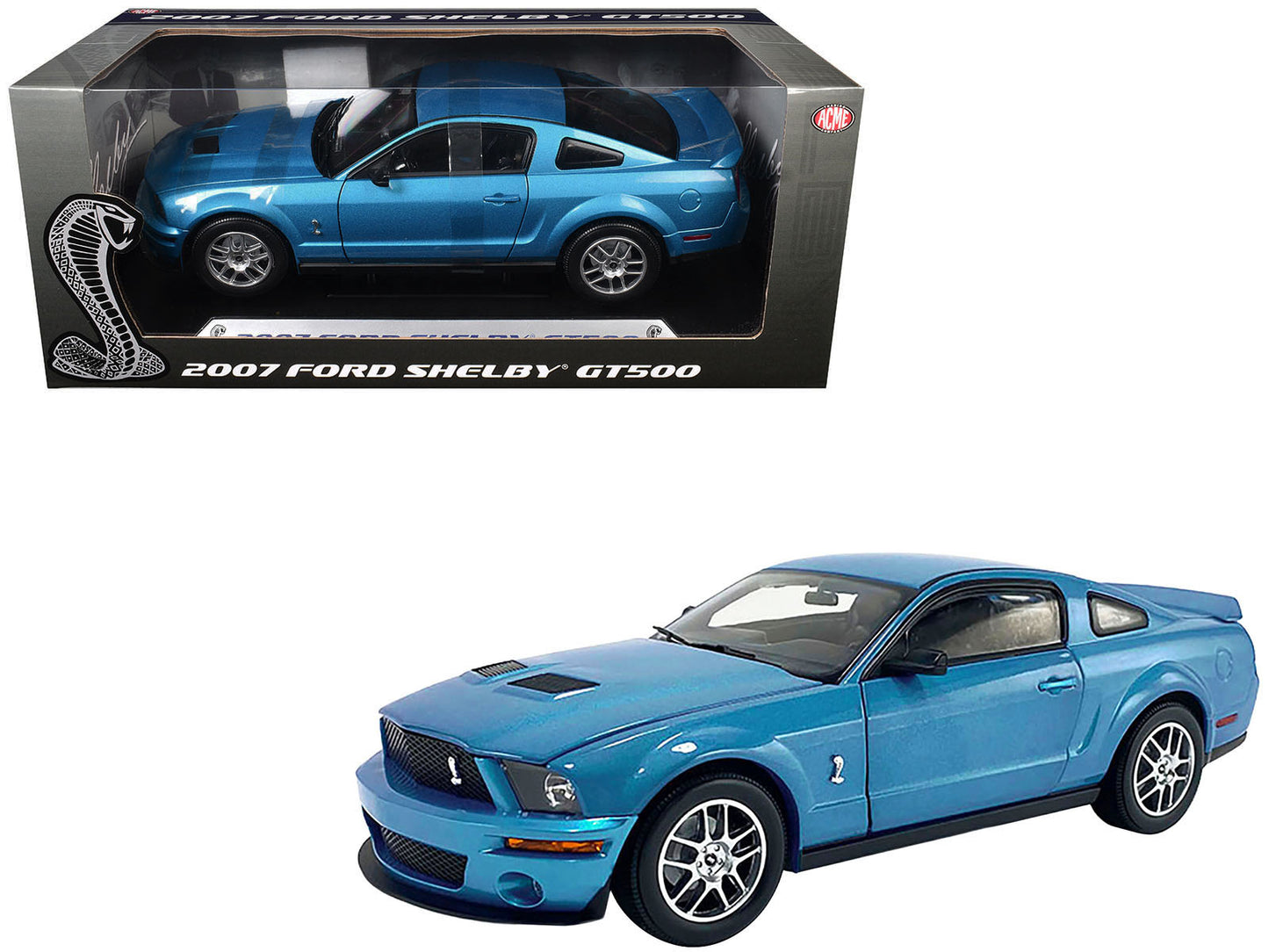 2007 Ford Shelby GT500 Windveil Blue Metallic "Shelby Collectibles" Series 1/18 Diecast Model Car by ACME  free shipping USA