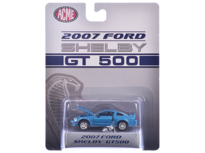 2007 Ford Shelby GT500 Windveil Blue Metallic "Shelby Collectibles" Series 1/64 Diecast Model Car by ACME  free shipping USA