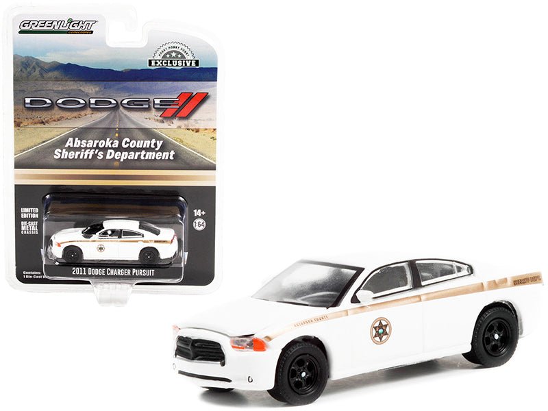 2011 Dodge Charger Pursuit White "Absaroka County Sheriff's Department" "Hobby Exclusive" 1/64 Diecast Model Car by Greenlight  free shipping USA