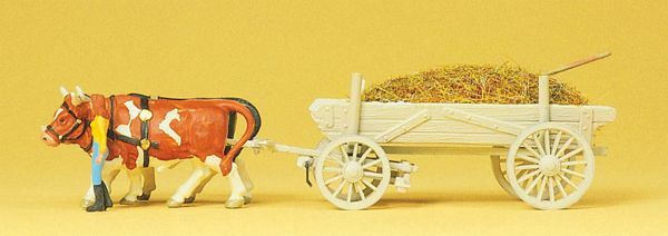 Preiser 30474 HO Scale Horse-Drawn Wagon Manure Wagon w/Driver, Load