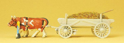 Preiser 30474 HO Scale Horse-Drawn Wagon Manure Wagon w/Driver, Load