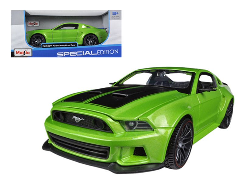 2014 Ford Mustang "Street Racer" Green Metallic with Black Stripes "Special Edition" Series 1/24 Diecast Model Car by Maisto  free shipping USA
