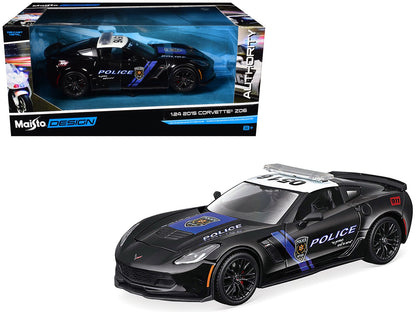 2015 Chevrolet Corvette Z06 "Police" Black with Blue Stripes and White Top "Maisto Design Authority" Series 1/24 Diecast Model Car by Maisto  free shipping USA