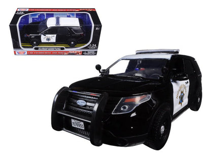 2015 Ford Interceptor Police Utility "California Highway Patrol" (CHP) Black and White 1/24 Diecast Model Car by Motormax  free shipping USA