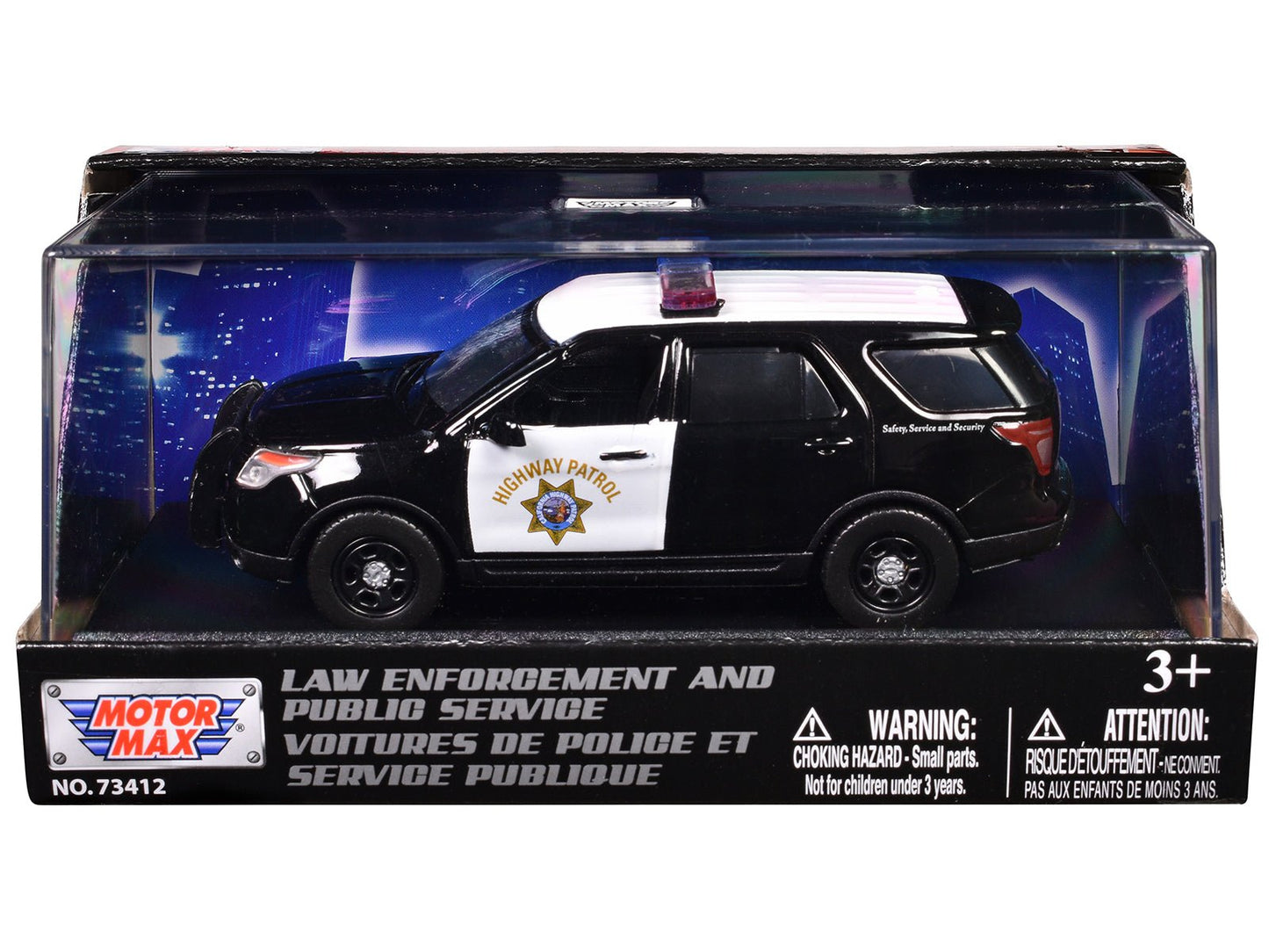 2015 Ford Police Interceptor Utility "California Highway Patrol" Black and White "Law Enforcement and Public Service" Series 1/43 Diecast Model Car by Motormax  free shipping USA