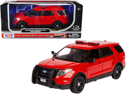 2015 Ford Police Interceptor Utility "Fire Marshal" Plain Red 1/24 Diecast Model Car by Motormax  free shipping USA