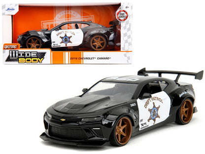 2016 Chevrolet Camaro Widebody Black and White "Drift Patrol" "Wide Body" Series 1/24 Diecast Model Car by Jada  free shipping USA