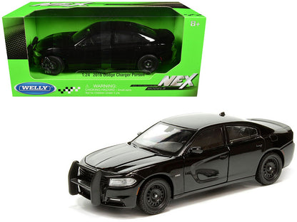 2016 Dodge Charger Pursuit Police Interceptor Black Unmarked "Police Pursuit" Series 1/24 Diecast Model Car by Welly  free shipping USA