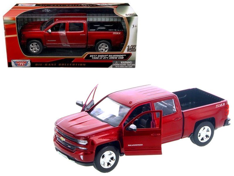2017 Chevrolet Silverado 1500 LT Z71 Crew Cab Metallic Red 1/27 Diecast Model Car by Motormax  free shipping USA