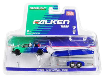2017 Ford F-150 Pickup Truck and Aerovault Trailer "Falken Tires" Limited Edition to 2760 pieces Worldwide 1/64 Diecast Model Car by Greenlight  free shipping USA