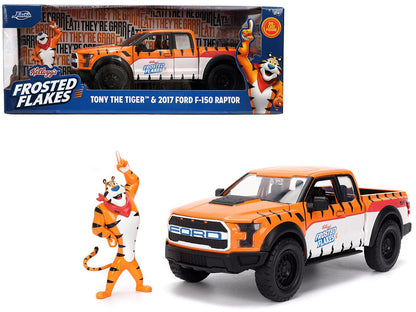 2017 Ford F-150 Raptor Pickup Truck "Frosted Flakes" Orange with Graphics and Tony the Tiger Diecast Figure "Hollywood Rides" Series 1/24 Diecast Model Car by Jada  free shipping USA