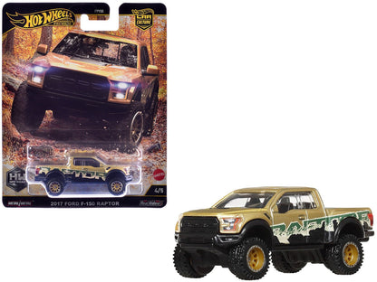 2017 Ford F-150 Raptor Pickup Truck Gold Metallic with Graphics "HW Off Road" Series Diecast Model Car by Hot Wheels  free shipping USA
