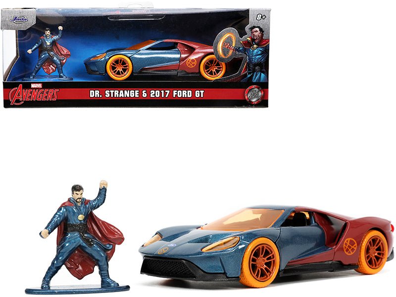 2017 Ford GT and Doctor Strange Diecast Figurine "Avengers" "Marvel" Series "Hollywood Rides" 1/32 Diecast Model Car by Jada  free shipping USA