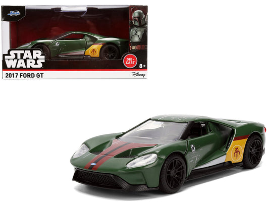 2017 Ford GT "Boba Fett" Livery Dark Green with Graphics "Star Wars" Franchise "Hollywood Rides" Series 1/32 Diecast Model Car by Jada  free shipping USA