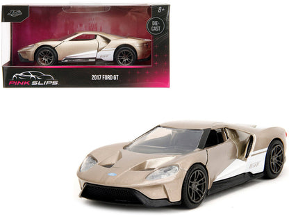 2017 Ford GT Gold Metallic with White Accents "Pink Slips" Series 1/32 Diecast Model Car by Jada  free shipping USA