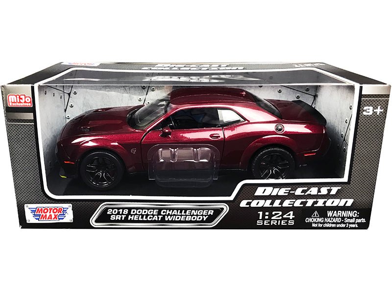 2018 Dodge Challenger SRT Hellcat Widebody Burgundy Metallic "Die-Cast Collection" Series 1/24 Diecast Model Car by Motormax  free shipping USA