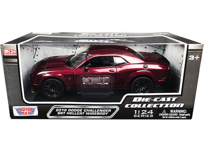 2018 Dodge Challenger SRT Hellcat Widebody Burgundy Metallic "Die-Cast Collection" Series 1/24 Diecast Model Car by Motormax  free shipping USA