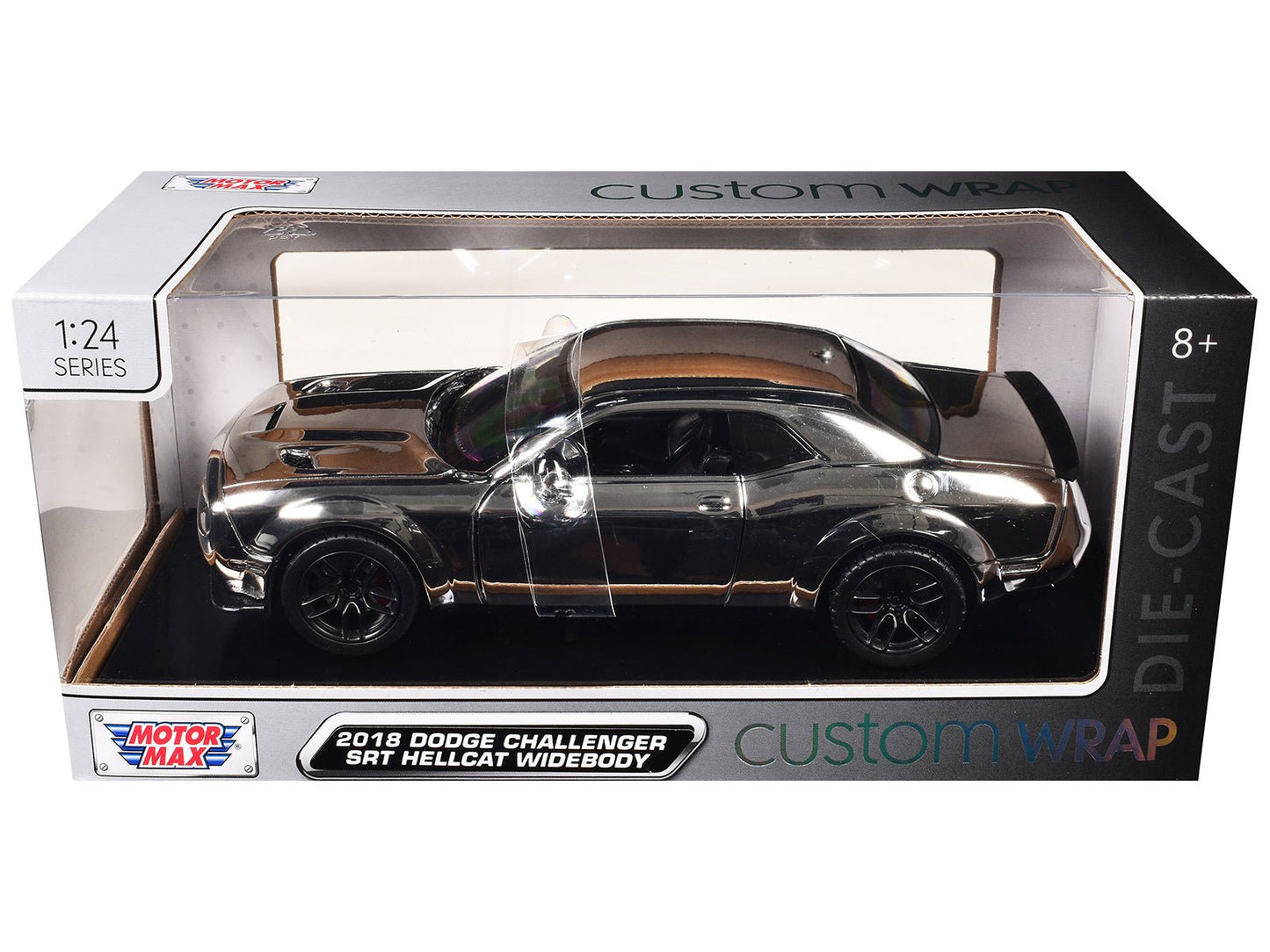 2018 Dodge Challenger SRT Hellcat Widebody Chrome "Custom Wrap" Series 1/24 Diecast Model Car by Motormax  free shipping USA