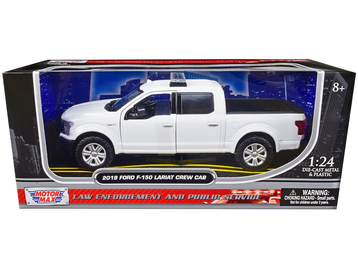 2019 Ford F-150 Lariat Crew Cab Pickup Truck Unmarked Plain White "Law Enforcement and Public Service" Series 1/24 Diecast Model Car by Motormax  free shipping USA
