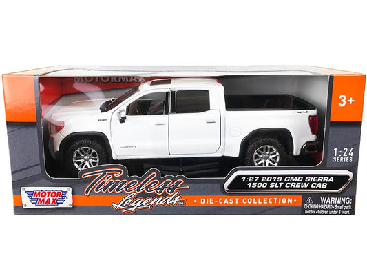2019 GMC Sierra 1500 SLT Crew Cab 4x4 Pickup Truck with Sunroof White "Timeless Legends" Series 1/24-1/27 Diecast Model Car by Motormax  free shipping USA