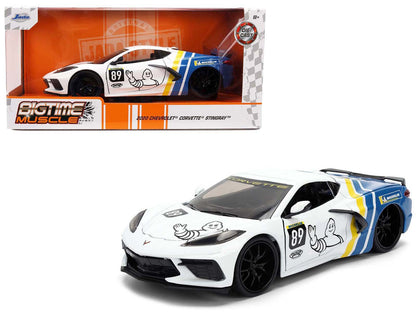 2020 Chevrolet Corvette Stingray C8 #89 "Michelin" White with Yellow and Blue Stripes "Bigtime Muscle" Series 1/24 Diecast Model Car by Jada  free shipping USA