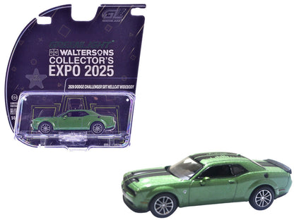 2020 Dodge Challenger SRT Hellcat Widebody F8 Green Metallic with Black Indiana Stripes "2025 Greenlight Waltersons Collector's Expo Exclusive" 1/64 Diecast Model Car by Greenlight  free shipping USA