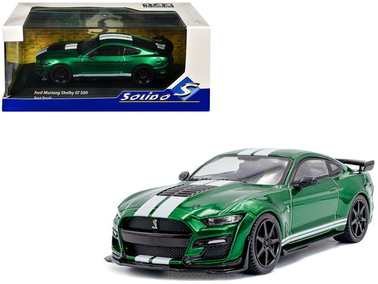 2020 Ford Mustang Shelby GT500 Fast Track Eruption Green Metallic with White Stripes 1/43 Diecast Model Car by Solido  free shipping USA