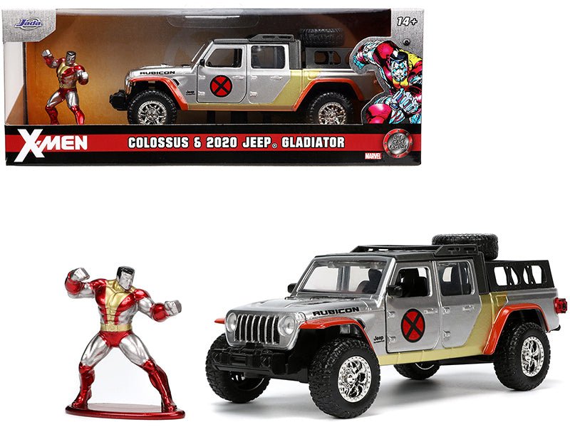 2020 Jeep Gladiator Pickup Truck Silver and Colossus Diecast Figurine "X-Men" Marvel "Hollywood Rides" Series 1/32 Diecast Model Car by Jada  free shipping USA