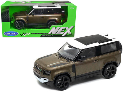 2020 Land Rover Defender Brown Metallic with White Top "NEX Models" 1/26 Diecast Model Car by Welly  free shipping USA