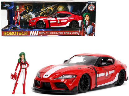 2020 Toyota Supra Red with Graphics and Miriya Sterling Diecast Figurine "Robotech" "Hollywood Rides" Series 1/24 Diecast Model Car by Jada  free shipping USA