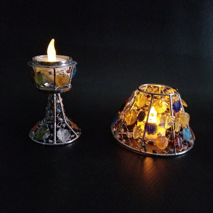 Handmade colored glass Tea Light candle holder by OMSutra