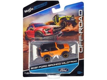 2021 Ford Bronco Wildtrak Orange Metallic with Black Top "Off-Road" "Maisto Design" Series 1/64 Diecast Model Car by Maisto  free shipping USA