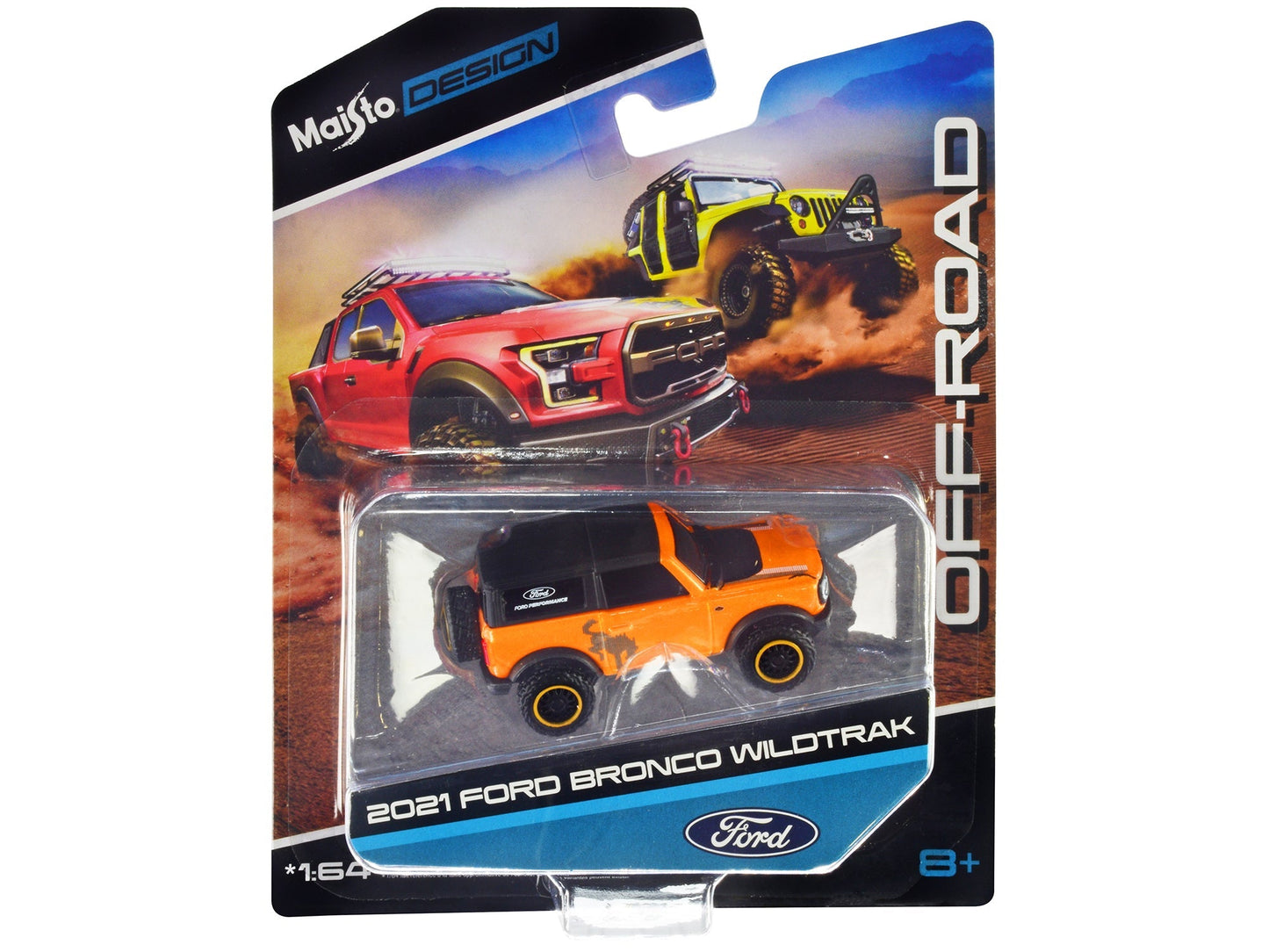 2021 Ford Bronco Wildtrak Orange Metallic with Black Top "Off-Road" "Maisto Design" Series 1/64 Diecast Model Car by Maisto  free shipping USA