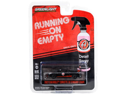 2022 Chevrolet Corvette C8 Stingray Coupe Black with Red Stripes "Adam's Polishes" "Running on Empty" Series 15 1/64 Diecast Model Car by Greenlight  free shipping USA