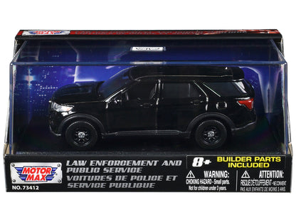 2022 Ford Police Interceptor Utility Black Unmarked "Custom Builder's Kit" "Law Enforcement and Public Service" Series 1/43 Diecast Model Car by Motormax  free shipping USA