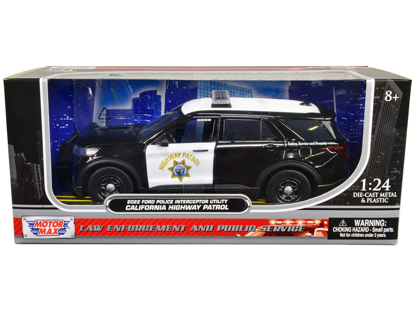 2022 Ford Police Interceptor Utility "California Highway Patrol" Black and White 1/24 Diecast Model Car by Motormax  free shipping USA