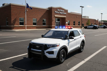 2022 Ford Police Interceptor Utility Plain White "Builder's Kit" with Flashing Light Bar and Front and Rear Lights and Sounds 1/24 Diecast Model Car by Motormax  free shipping USA