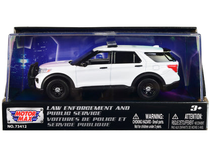 2022 Ford Police Interceptor Utility Plain White "Law Enforcement and Public Service" Series 1/43 Diecast Model Car by Motormax  free shipping USA