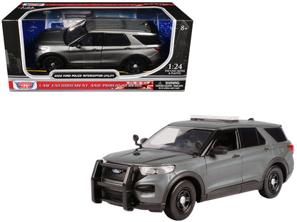 2022 Ford Police Interceptor Utility Unmarked Gray Metallic "Builder's Kit" "Law Enforcement and Public Service" Series 1/24 Diecast Model Car by Motormax  free shipping USA