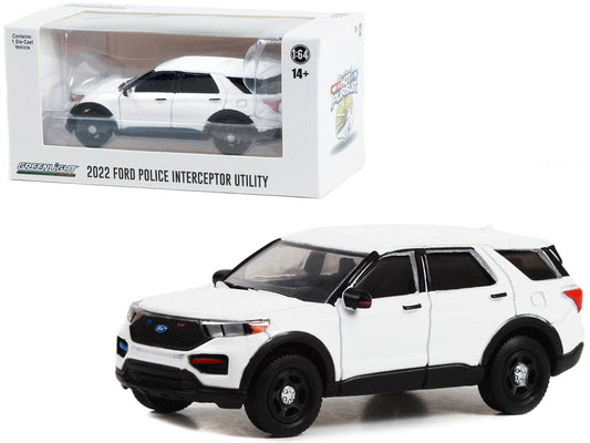 2022 Ford Police Interceptor Utility White "Hot Pursuit" "Hobby Exclusive" Series 1/64 Diecast Model Car by Greenlight  free shipping USA
