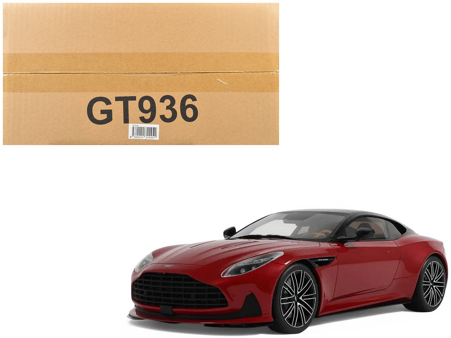 2023 Aston Martin DB12 Hyper Red with Black Top 1/18 Model Car by GT Spirit  free shipping USA