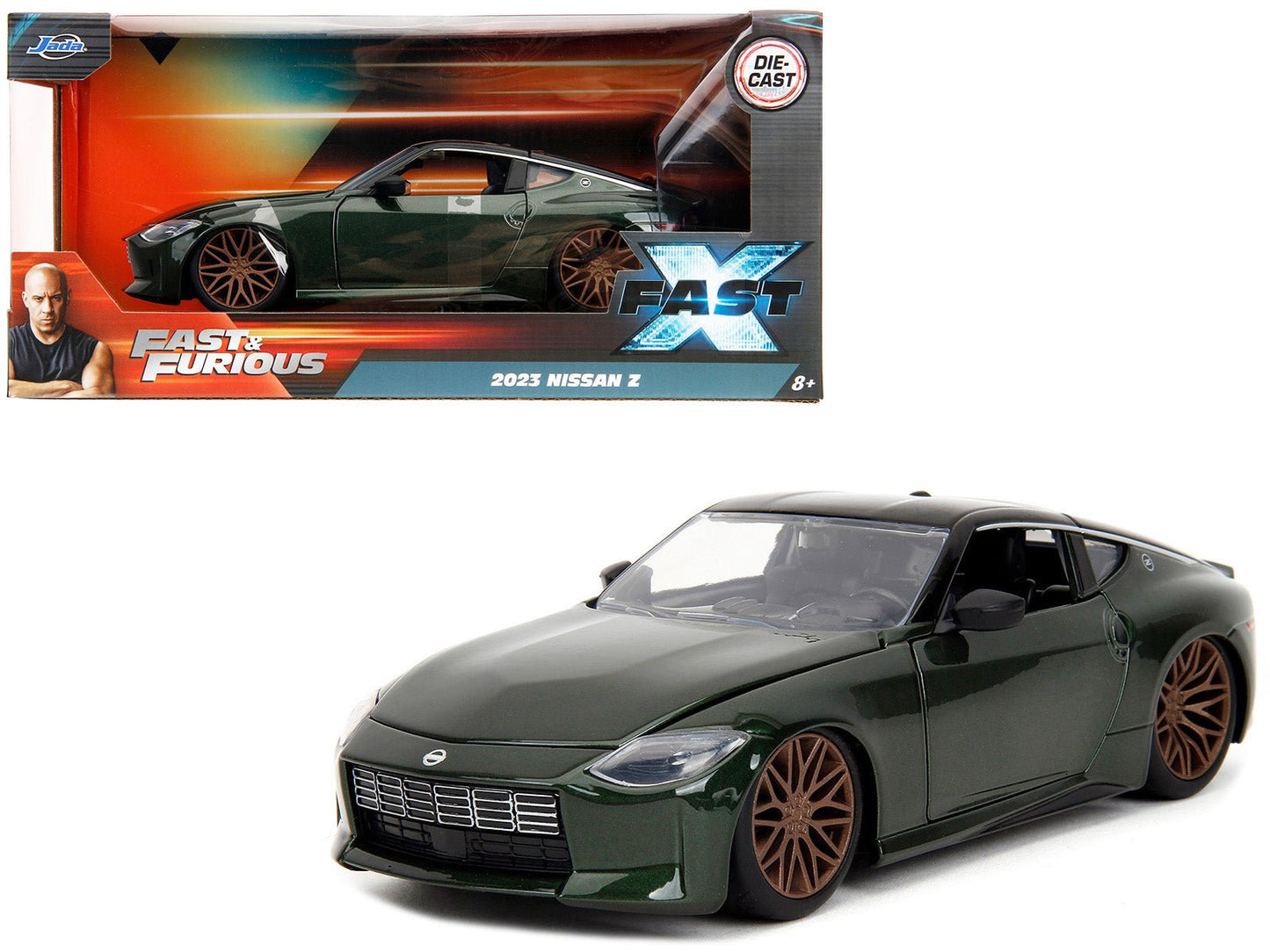 2023 Nissan Z Dark Green Metallic with Black Top "Fast X" (2023) Movie "Fast & Furious" Series 1/24 Diecast Model Car by Jada  free shipping USA