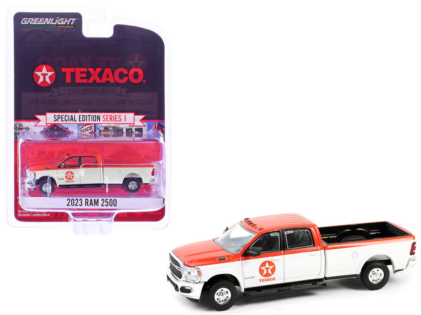 2023 Ram 2500 Pickup Truck "Texaco" Orange and White "Texaco Special Edition" Series 1 1/64 Diecast Model Car by Greenlight  free shipping USA