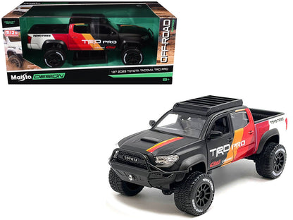 2023 Toyota Tacoma TRD PRO Off Road Pickup Truck Matt Black with Graphics and Roofrack "Maisto Design" Series 1/27 Diecast Model Car by Maisto  free shipping USA