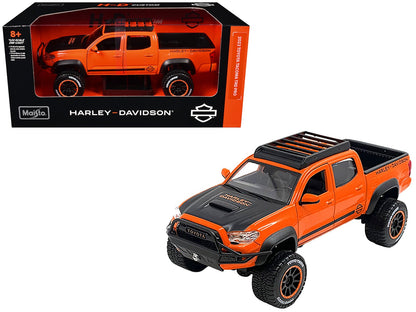 2023 Toyota Tacoma TRD Pro Pickup Truck "Harley Davidson" Orange and Black with Roof Rack "H-D Custom" Series 1/24 Diecast Model Car by Maisto  free shipping USA