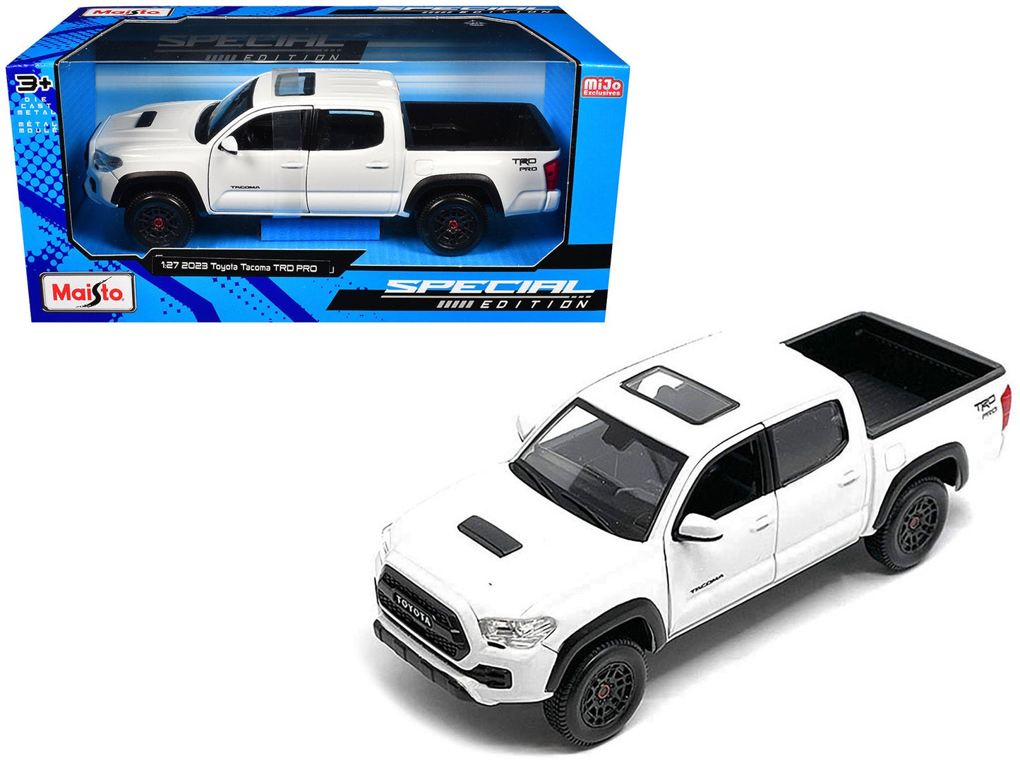 2023 Toyota Tacoma TRD PRO Pickup Truck White with Sunroof "Special Edition" Series 1/27 Diecast Model Car by Maisto  free shipping USA