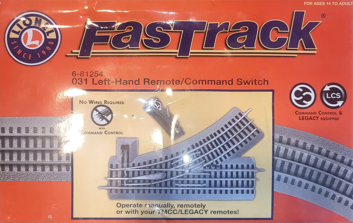 LIONEL 6-81254 FASTRACK 0-31 REMOTE SWITCH, LEFT-HAND, 14-16, 18-22