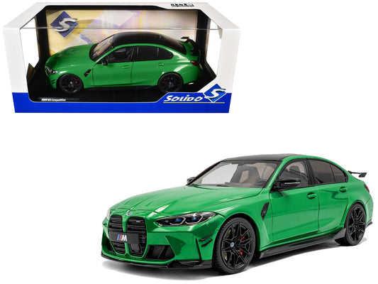 2024 BMW M3 Competition Signal Green with Carbon Top 1/18 Diecast Model Car by Solido  free shipping USA
