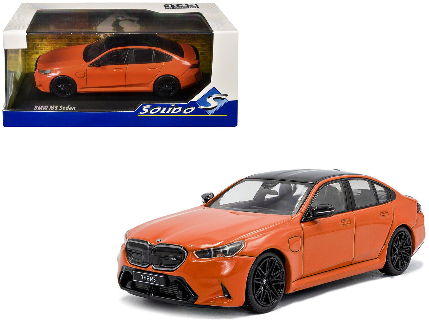 2024 BMW M5 Sedan Fire Orange III with Black Top 1/43 Diecast Model Car by Solido  free shipping USA